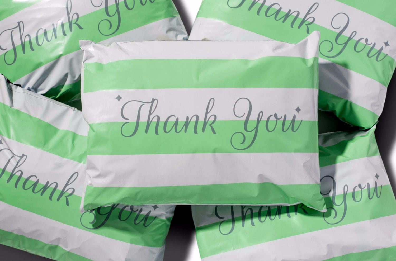 10x13 Mint Chocolate Chip Thank You Green Poly Mailers 100 Pack