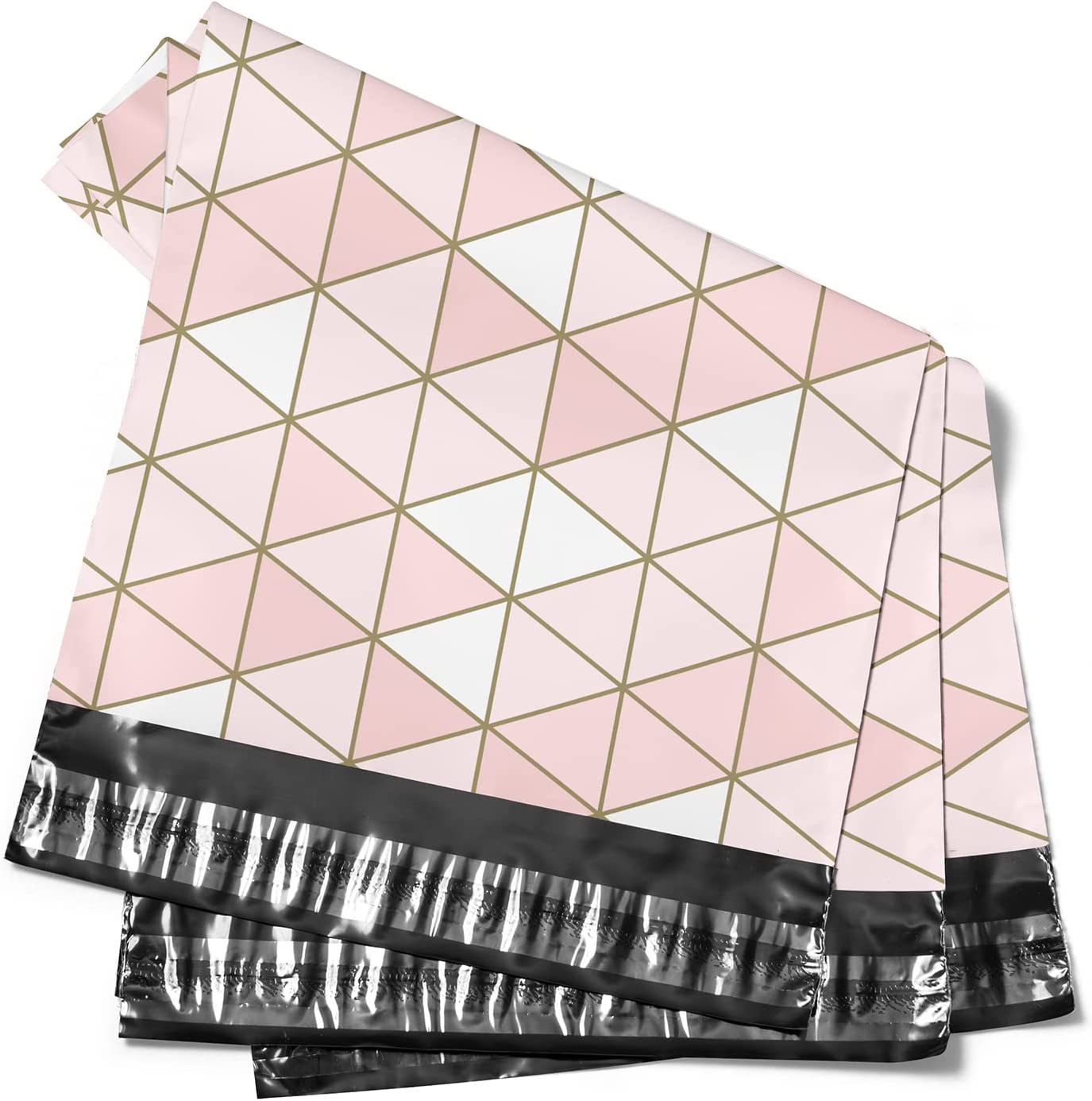 12.5x15 Rosé Pink Shimmering Gold Poly Mailers 50 Pack