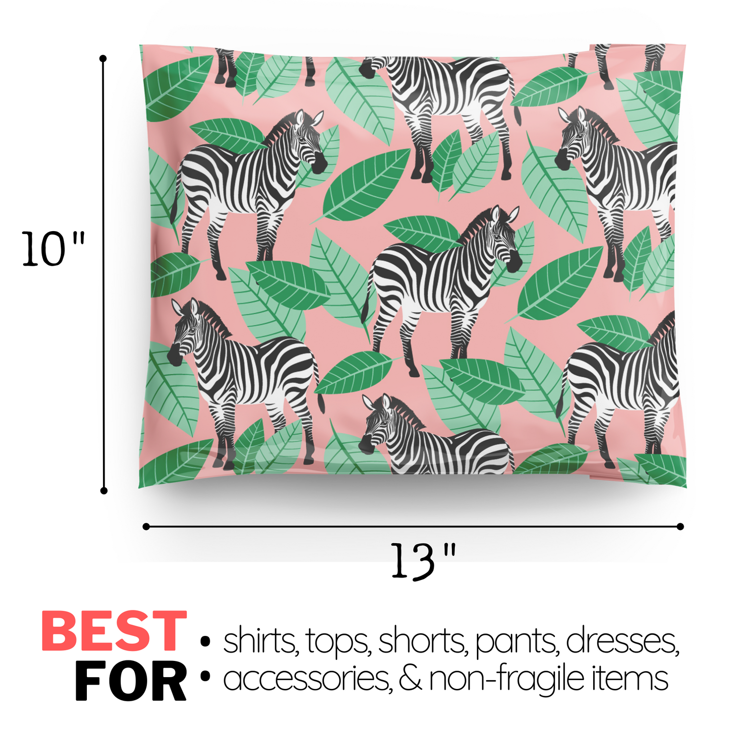 10x13 Zebra Animal Print Floral Poly Mailers 100 Pack