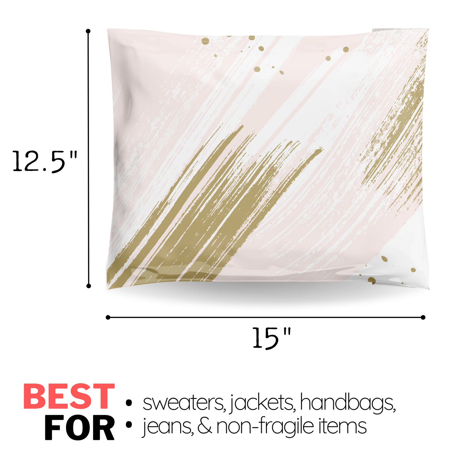 12.5x15 Champagne Pink Shimmering Gold Poly Mailers 50 Pack