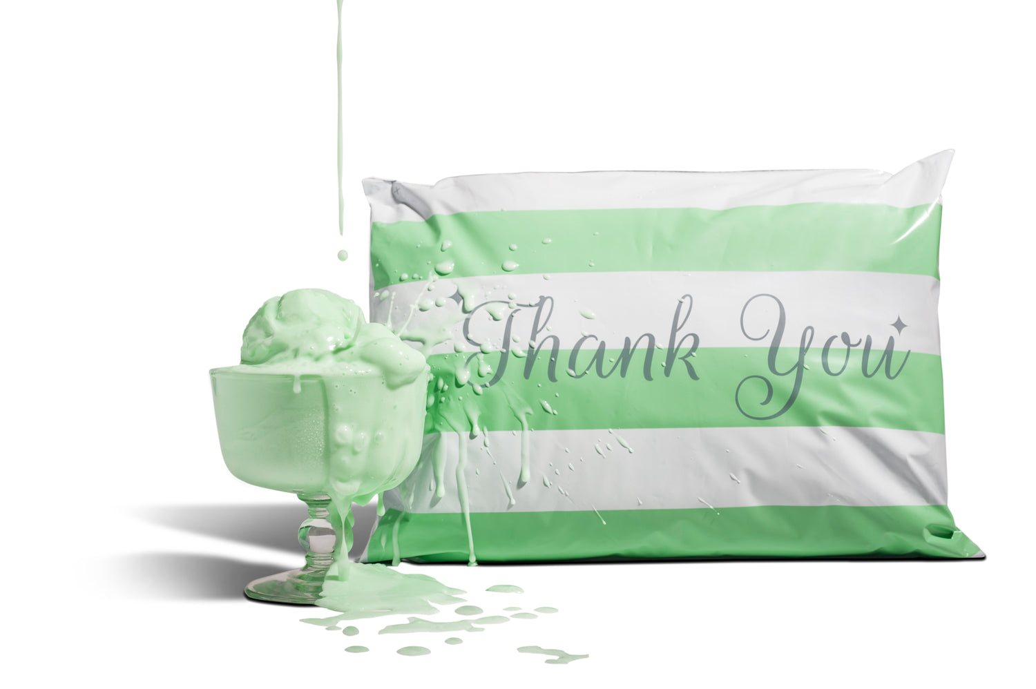 12.5x15 Mint Chocolate Chip Thank You Green Poly Mailers 50 Pack