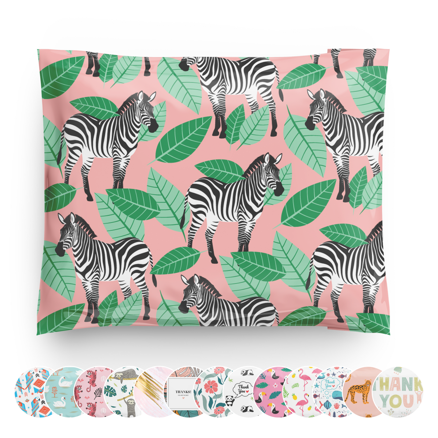 10x13 Zebra Safari Jungle Floral Poly Mailers 100 Pack