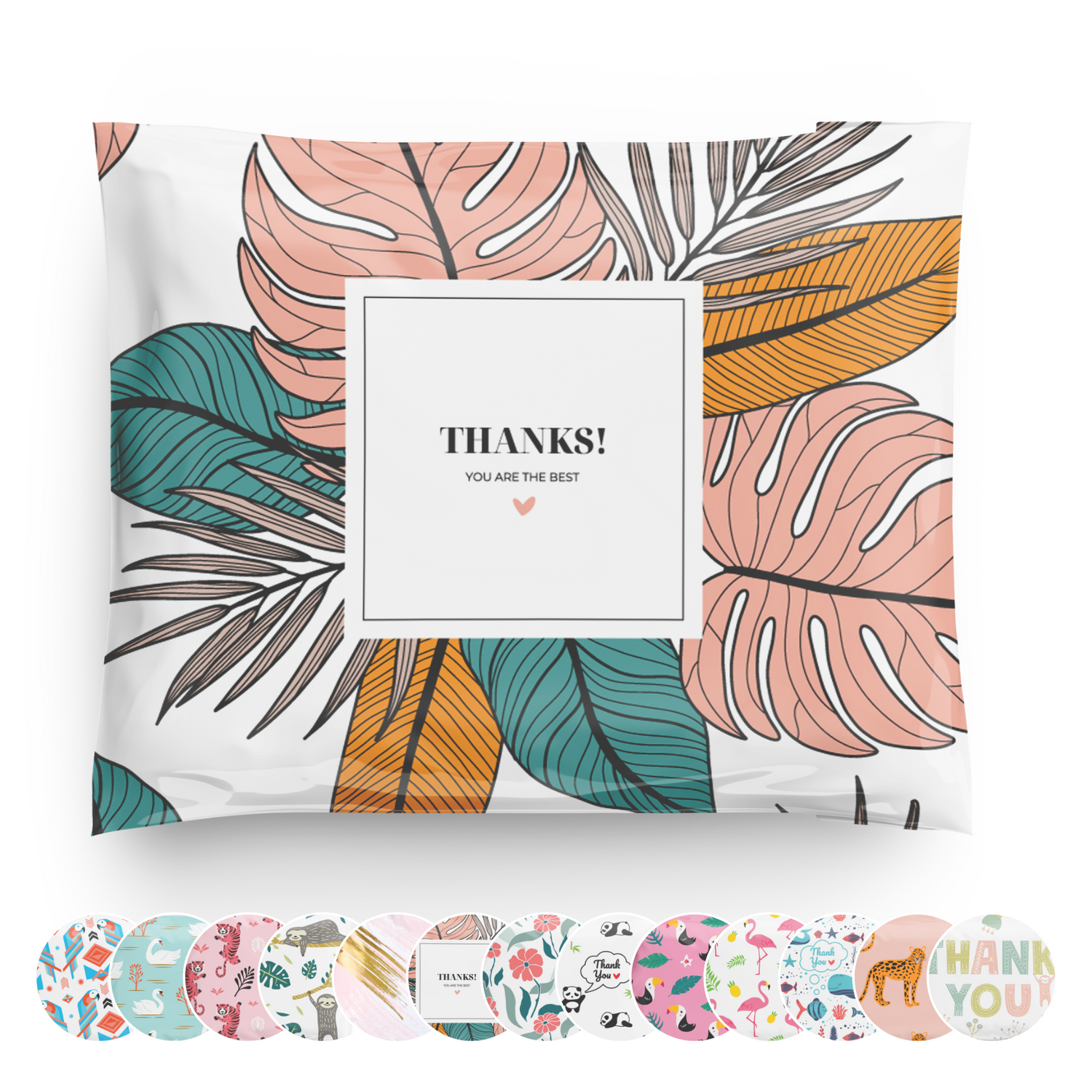 10x13 Thank You Floral Pink Poly Mailers 100 Pack