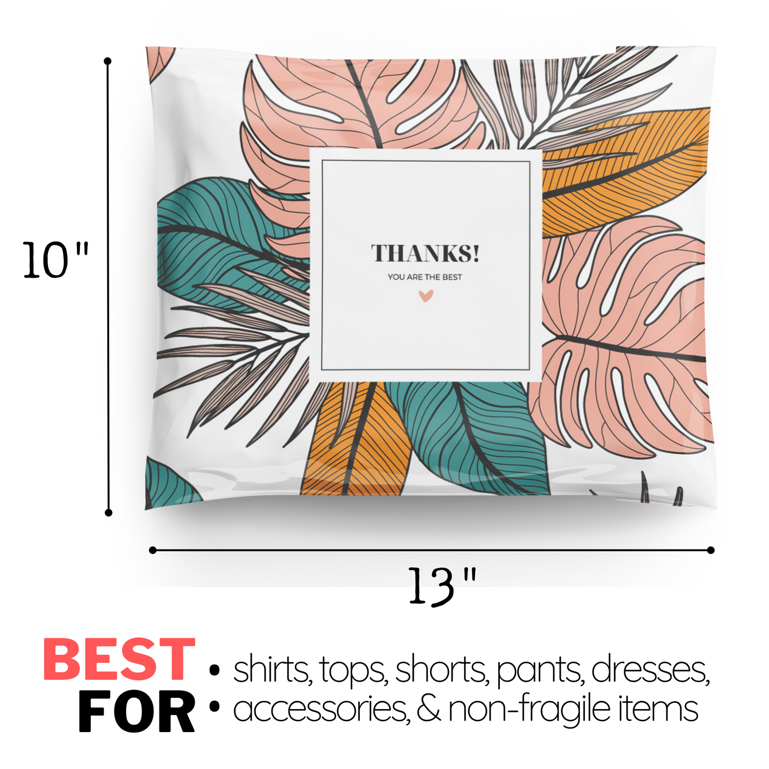 10x13 Thank You Floral Pink Poly Mailers 100 Pack