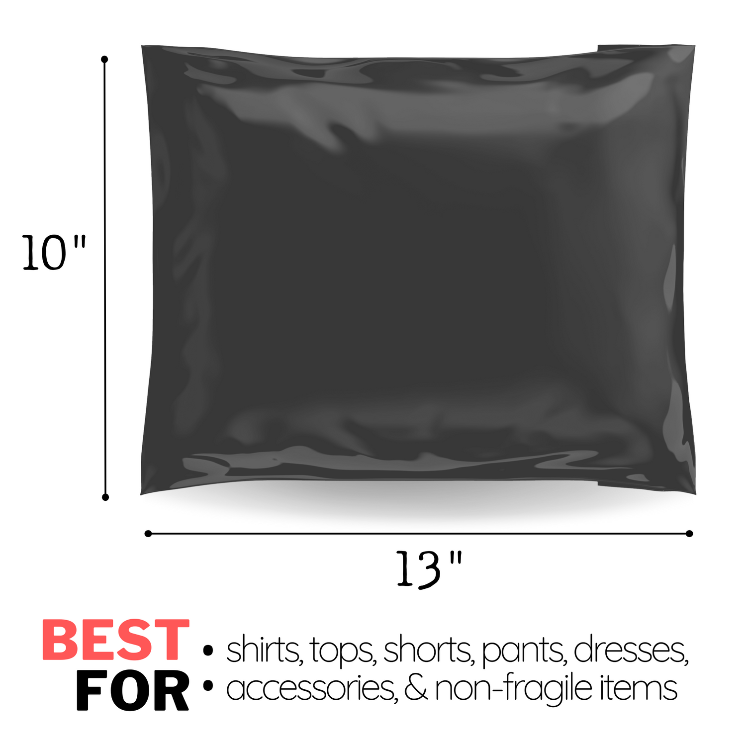 10x13 Black Poly Mailers 200 Pack