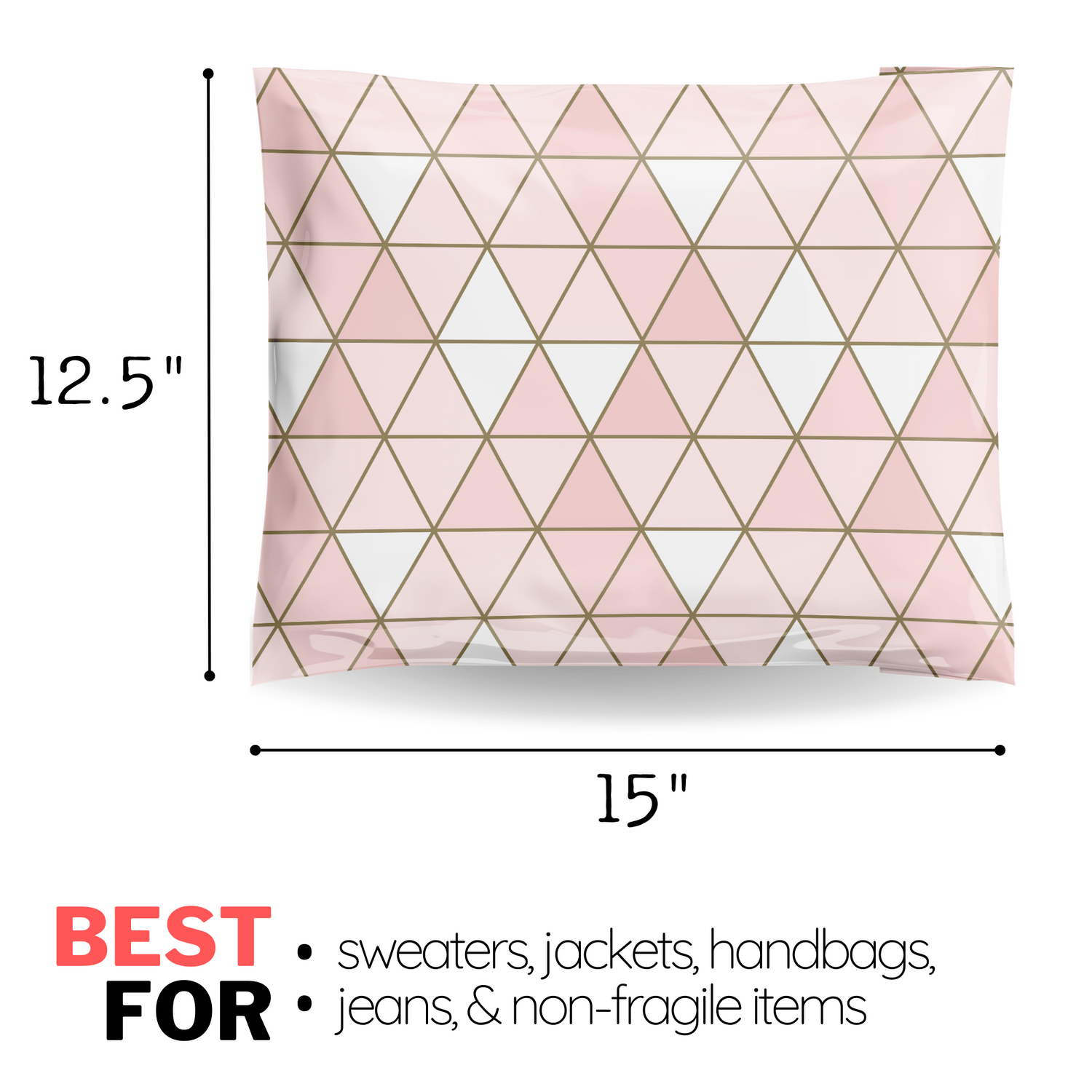 12.5x15 Rosé Pink Shimmering Gold Poly Mailers 50 Pack