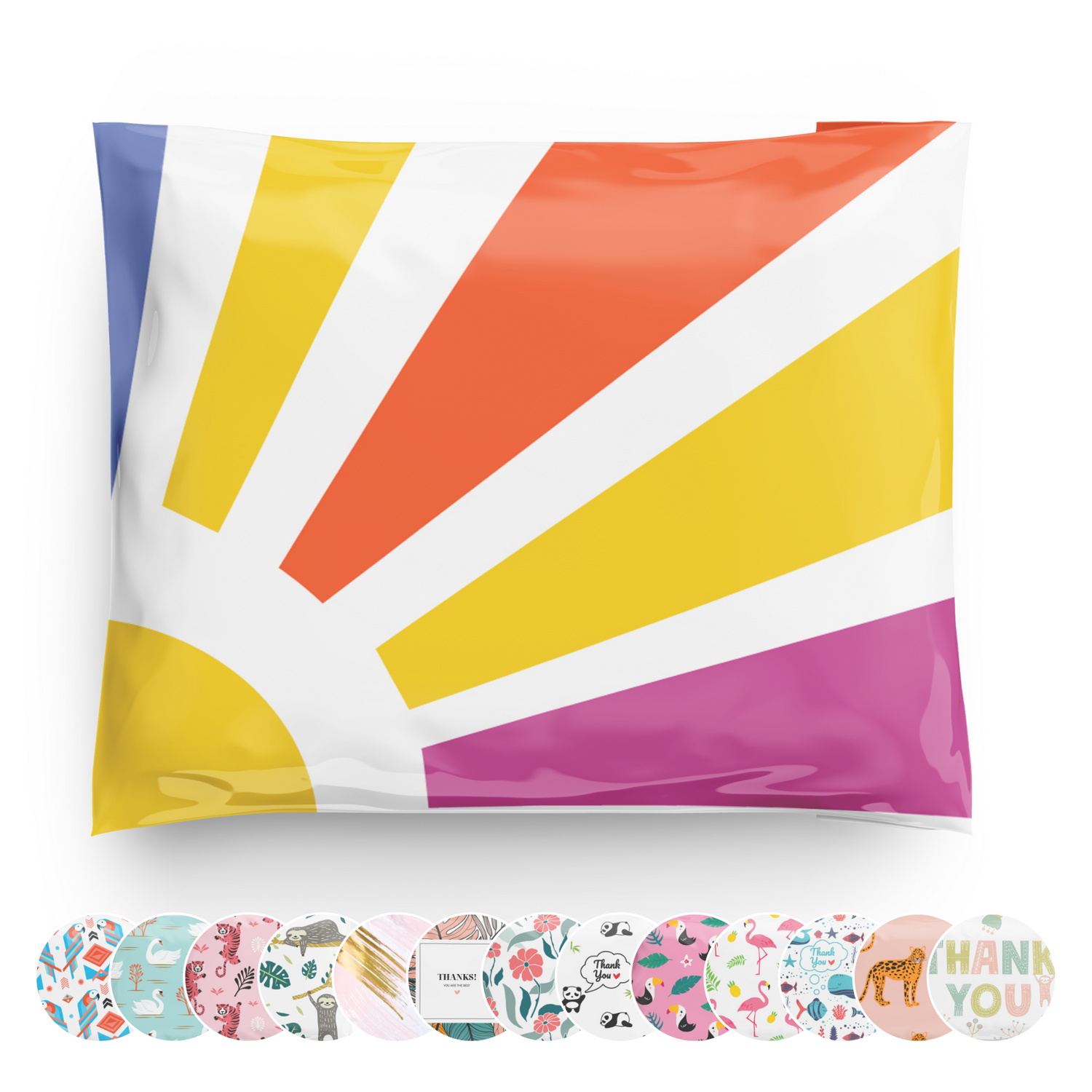 10x13 Sunshine Purple Yellow Poly Mailers 100 Pack