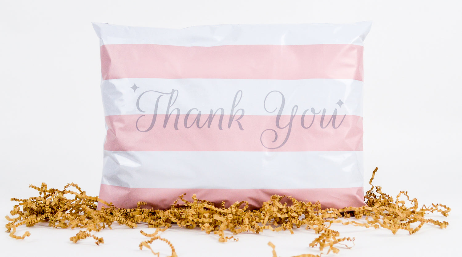 12.5x15 Bubble Gum Thank You Pink Poly Mailers 50 Pack