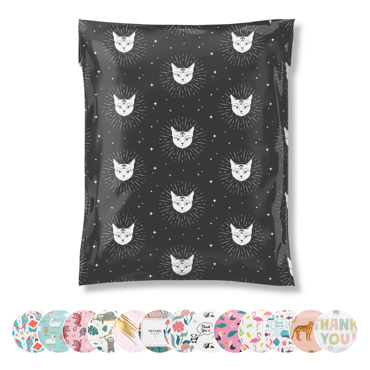 10x13 Midnight Mocha Black Cat Poly Mailers 100 Pack