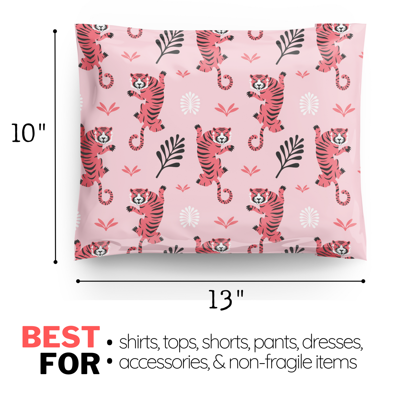 10x13 Tiger Pink Poly Mailers 100 Pack