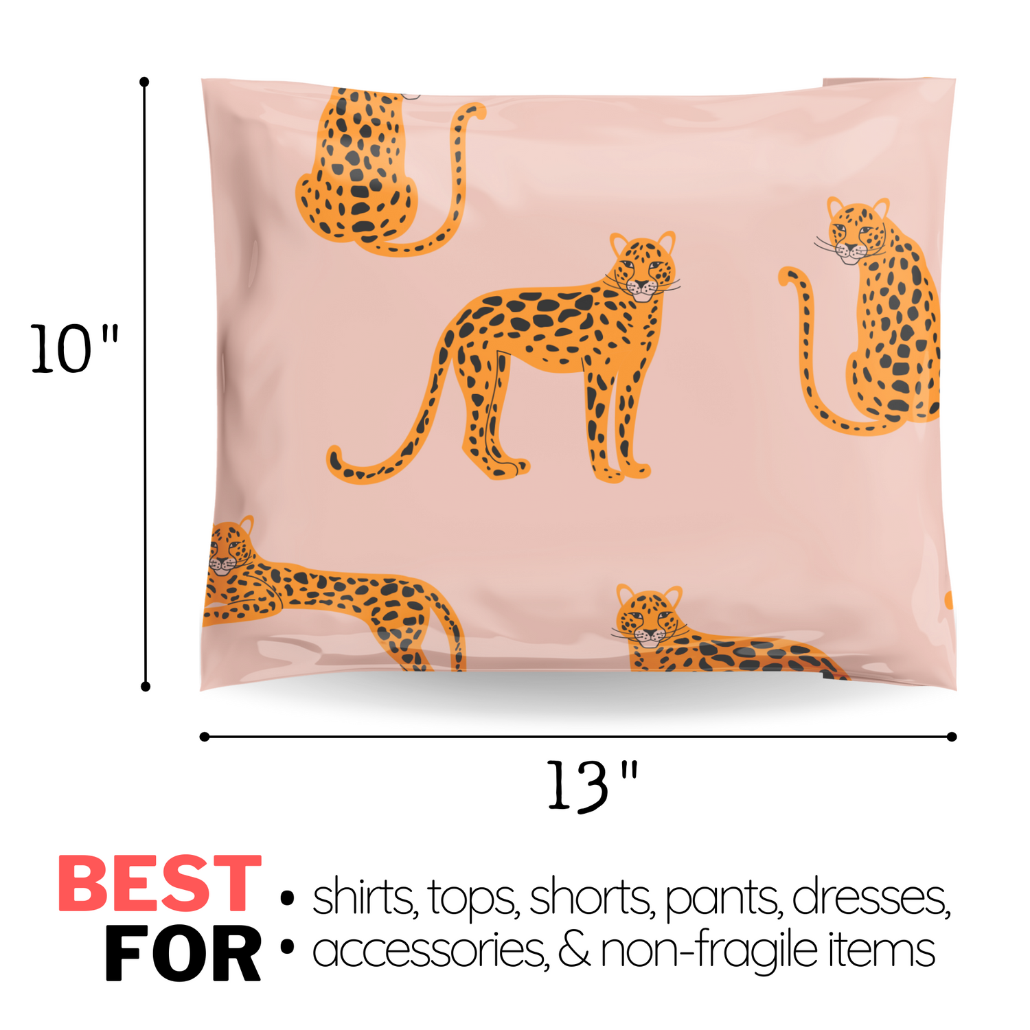 10x13 Strawberry Safari Pink Cheetah Poly Mailers 100 Pack