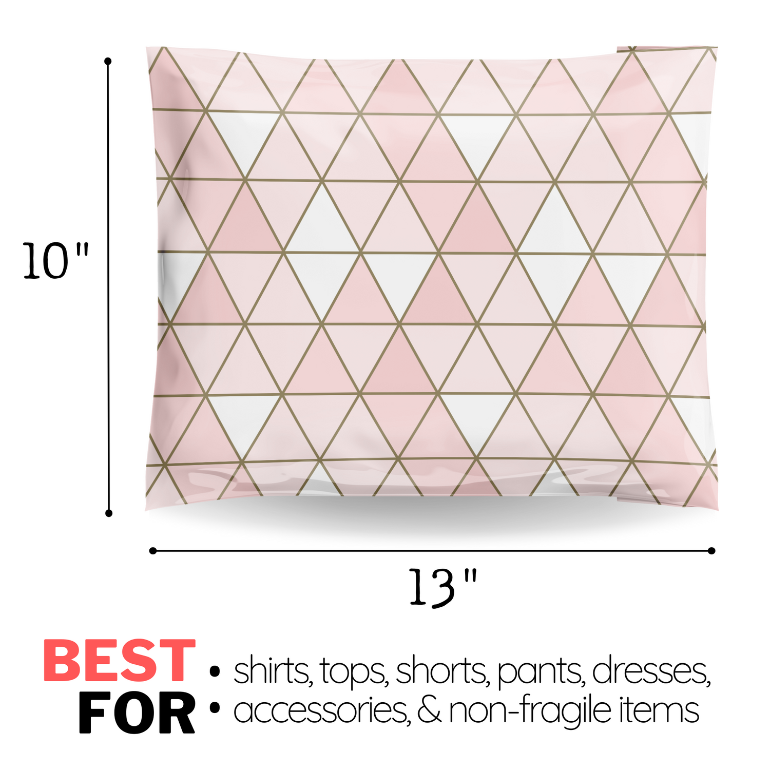 10x13 Rosé Pink Shimmering Gold Poly Mailers 100 Pack